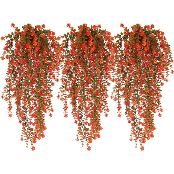 Artificial Hanging Plants Artificial Fall Flowers Faux Autumn Plants Faux Hanging Plants Artificial Plants UV Resistant Fake for Indoor Outdoors Fake Plants for Home Garden Party Bedroom(Salmon)