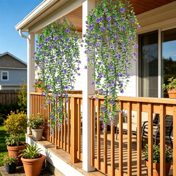 Artificial Hanging Plants, Fake Hanging Vine Flowers, Faux Hanging Plants Outdoor, Faux Eucalyptus Leaf Greenery, Wall Indoor Room Wall Wedding Patio Porch Decor