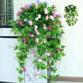 thumbnail image 1 of Artificial Hanging Plants Fake Ivy Vine Fake Ivy Leaves Fake Plant Flower Realistic Vivid Waterproof Hanging Artificial Silk Morning Glory Imitation Flower for Room Indoor Outdoor Decoration, 1 of 8