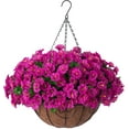 thumbnail image 1 of Artificial Hanging Plants Flowers Basket,Faux Silk Morning Glory Arrangement in inch Planter Flowerpot,Fake Hanging Flowers for Patio Garden Porch Deck Outdoor Spring Decor(Rose red), 1 of 5