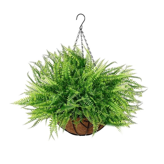 Artificial Hanging Outdoor Hanging Ferns Planter, UV Resistant Fern Basket for Outdoors Patio Garden Home Decor