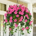 thumbnail image 1 of Artificial Hanging Plants Outdoors, Fake Hanging Flowers with Basket, Faux Vine Bougainvillea for Urn Fillers Front Porch Patio Outside Summer Decor Flower, 1 of 4