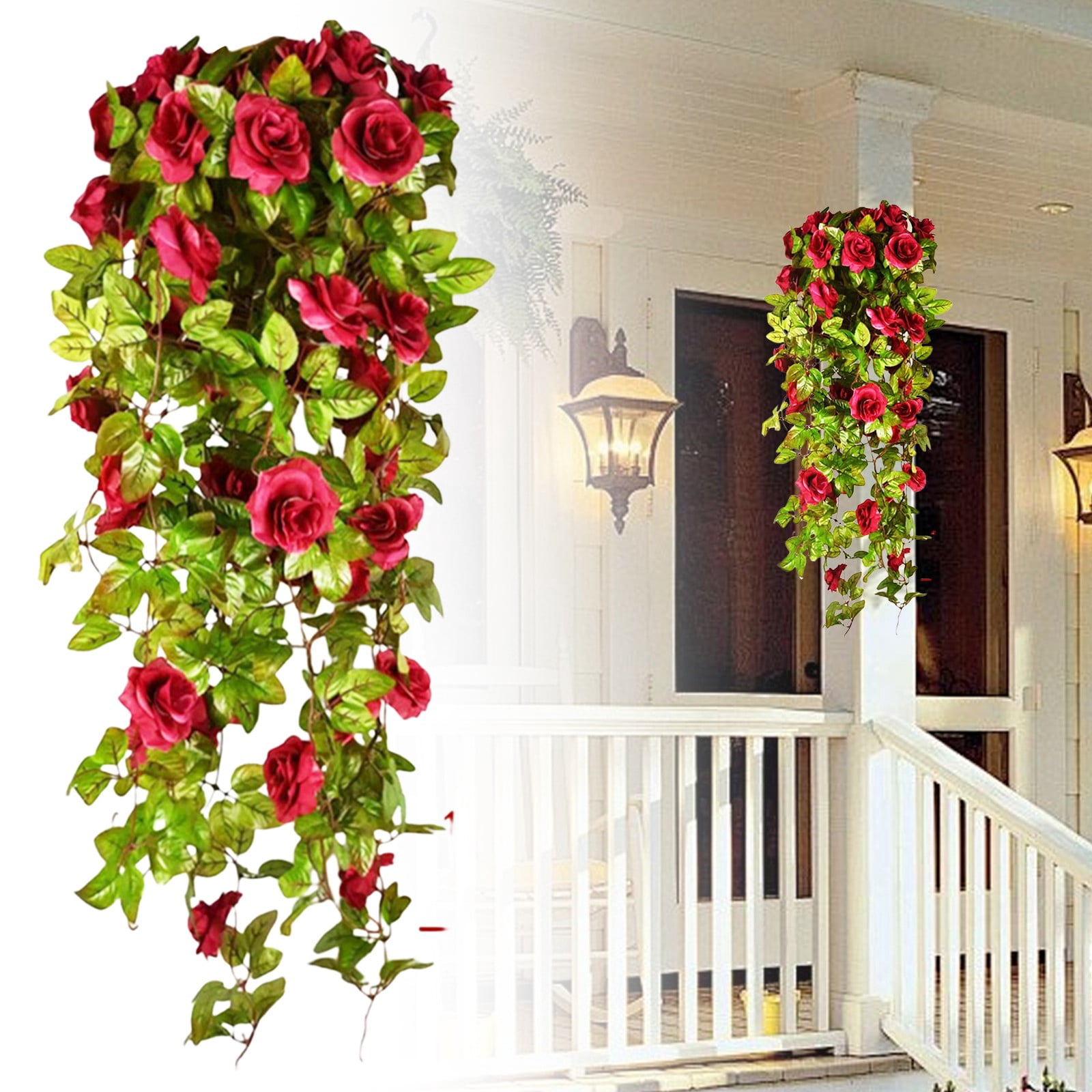 Artificial Hanging Rose Flowers Bouquet, 18-Flower Autumn Wall Hanging ...