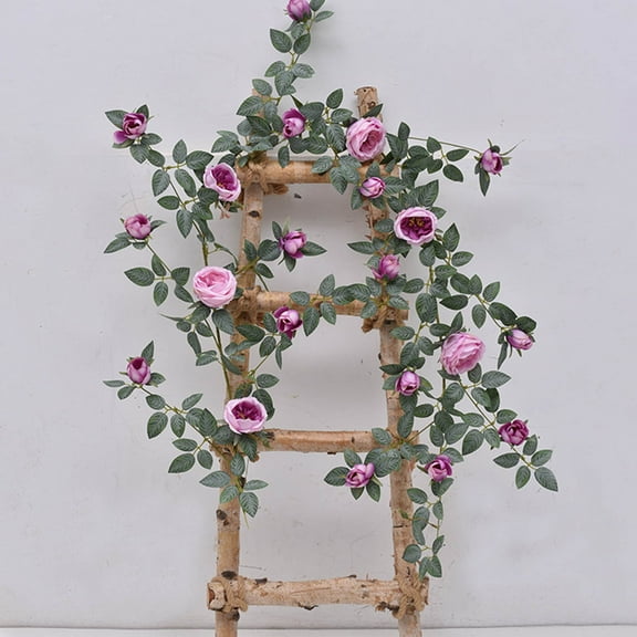 Artificial Hanging Rose Vines 1.8M - Realistic Fake Rattan Ceiling Pipe Cover Wall Decor, Plastic Faux Flower Strips for Bedroom Living Room, Bendable Green Plants Garland