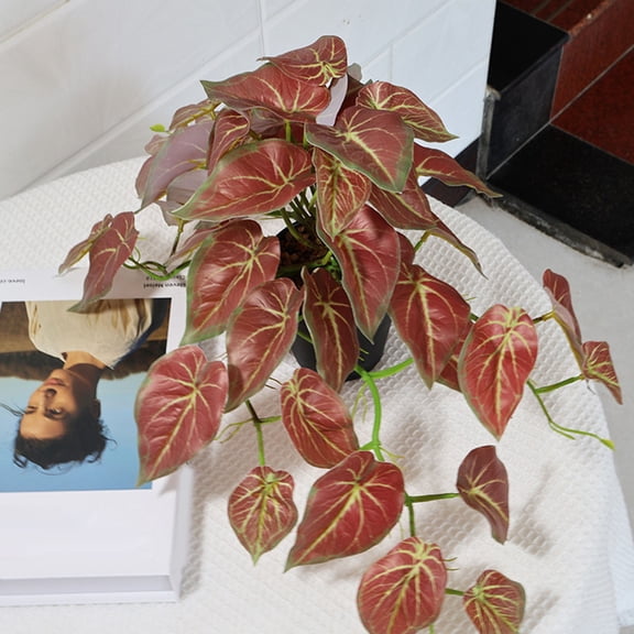 Artificial Hanging Round Begonia Plant Textured Leaf 45cm for Indoor Wall Balcony Patio Decor