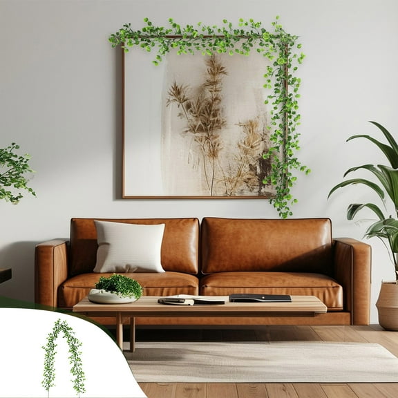 Artificial Hanging Vine, 70in Weeping Willow Plastic Plants Greenery Leaves Faux Ivy Garland Fake Plant UV Resistant for Indoor Outdoor Garden Door Wall Baskets Wedding Party Table Decoration Green