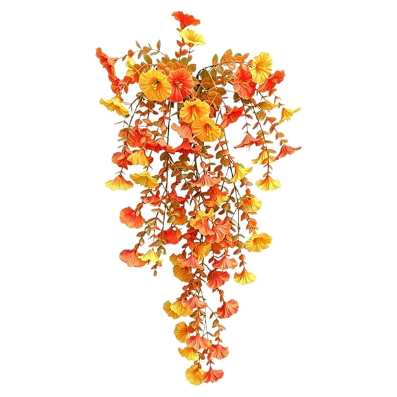 Artificial Hanging Vine with Autumn Green Leaves, 29.92 inch Silk Morning Glory Vines for Outdoor, UV Resistant Fake Wall Hanging Flower Plant for Patio Porch Balcony, Farmhouse Fall Decor