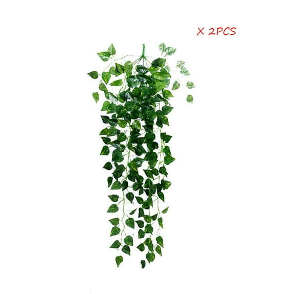 Artificial Hanging Vine Ivy Garland with 2 Strands and 9-Branch Pothos Leaf, Faux Silk Greenery for Wall, Home, Wedding, Garden, and Party Decoration