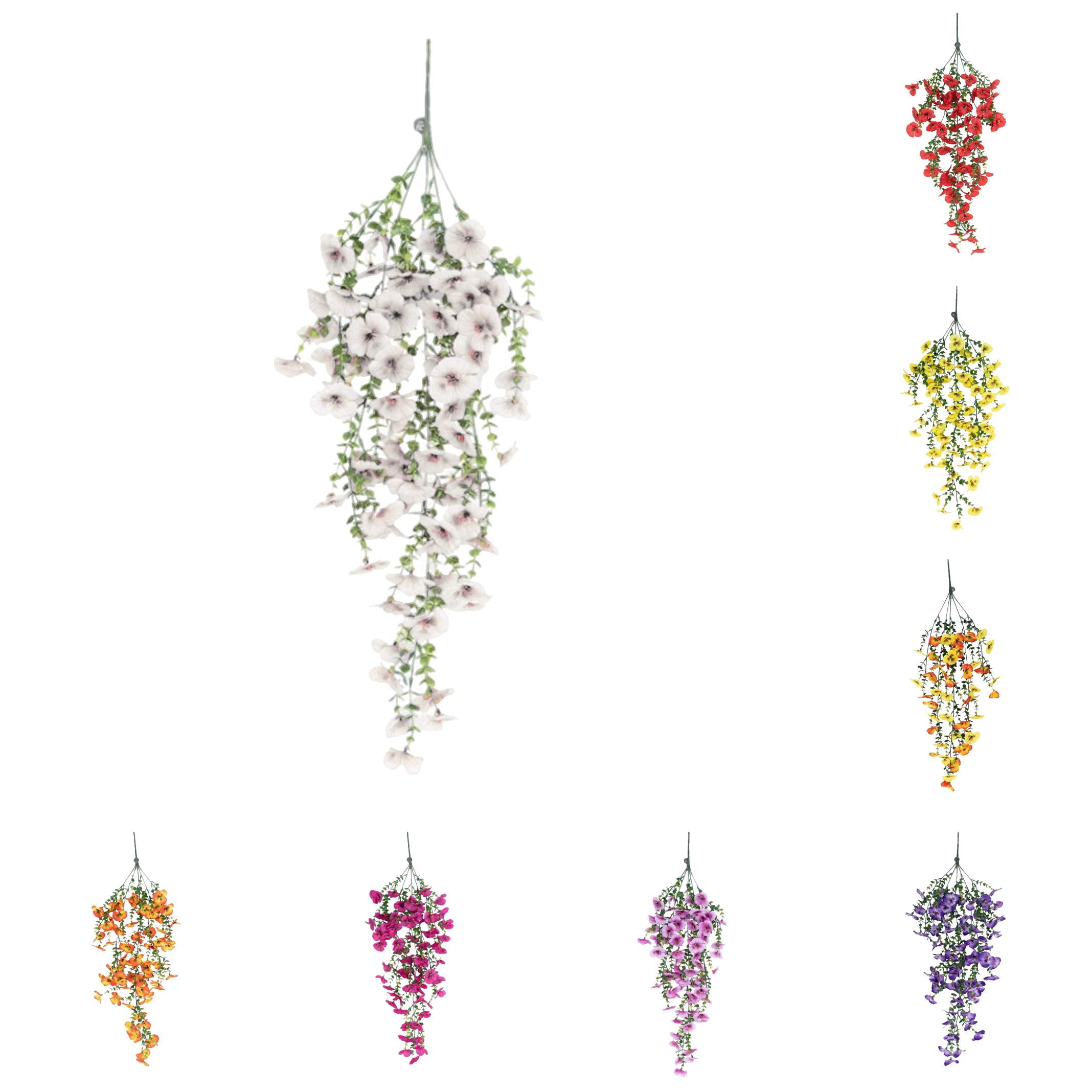 Artificial Hanging Vine Verdsylv 10 Vine Artificial Three Color Petunia - Faux Hanging Flowers for Outdoor Wall, Balcony, Violet Simulation Hanging Plant Decor, Faux Petunia Plant, Multicolor