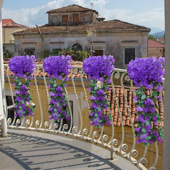 Artificial Hanging Violet,Artificial Hanging Flowers For Outdoor,Violet Simulation Hanging Plant,Flowers For Outdoor Home Wedding Garden Yard Hanging Baskets Wisteria Garland Decoration(Blue 1PC)