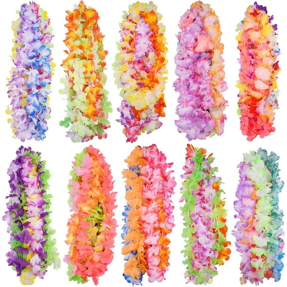 Hawaii Leis Bulk Hawaiian Flowers Leis, Luau Leis Necklaces Leis for Hula Leis Dance Summer Tropical Theme Party Favors