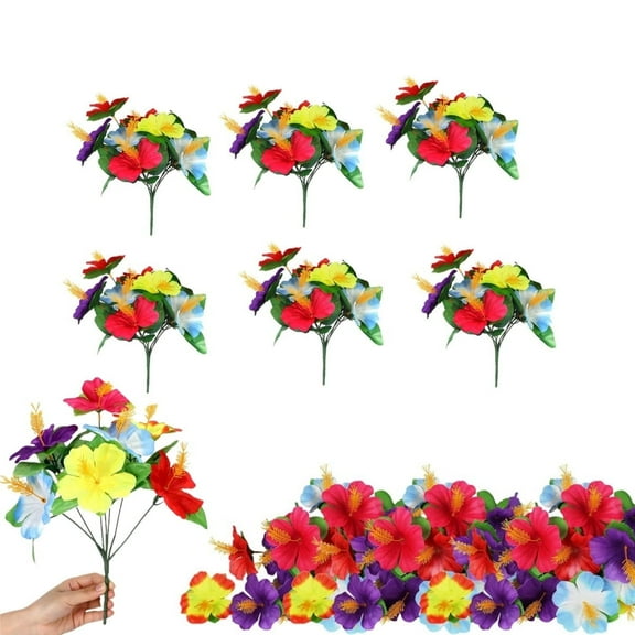 Artificial Hawaiian Flower Bouquet,TGY Artificial Fake Tropical Hibiscus,Hawaiian Flower Centerpieces for Tables,Home,Wedding,Office,10.24in,Multicolor