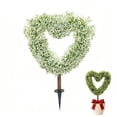 thumbnail image 1 of Artificial Heart Topiary Decoration With Green Foliage And White Florets For Home Office Garden, 1 of 8