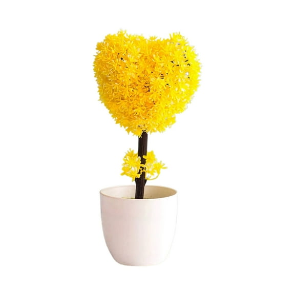 Artificial Heart Topiary Tree - 10.2 Inch Potted with Green Leaves, Mini Bonsai for Desktop Decor, Shelf Decorations, and Indoor Home Ornamental Displays