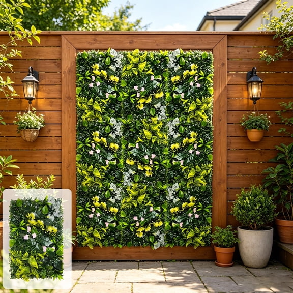 Artificial Hedge Fence Expandable Faux Leaf Privacy Screen Panel Decorative Green Wall Garden Balcony Fence Divider Outdoor Patio Backyard Home Decor Trellis Covering Privacy Barrier Fence