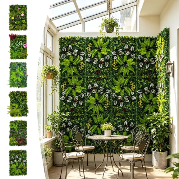 Artificial Hedge Fence Faux Leaf Screen Panel Decorative Wall Mesh Backing Privacy Screen for Balcony Patio Garden Trellis Outdoor Foliage Decor, 15.75" x 23.62", AKLJWH