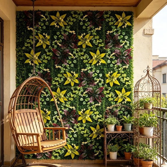 Artificial Hedge Fence Panel 23.62"x15.75" | Expandable Faux Leaf Screen for Balcony, Garden, Patio, Wedding Decor | Weather-Proof Privacy Wall Cover