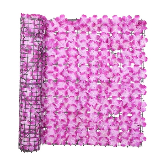 Artificial Hedge Fence Panel - Expandable Faux Leaf Screen for Decorative Privacy | Weatherproof Plastic with Lifelike Foliage & Flowers - Ideal for Balconies, Patios, and Gardens Purple