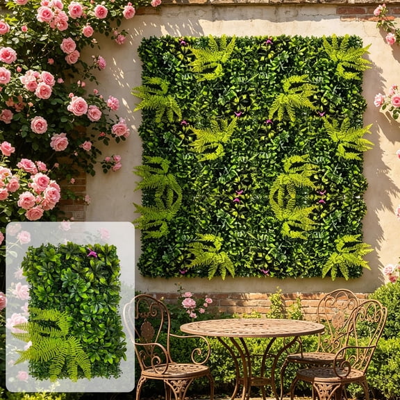 Artificial Hedge Fence Privacy Screen, Expandable Faux Leaf Wall Panel UV Resistant Decorative Greenery Cover Easy Installation, for Balcony Patio Garden Fence Backyard Privacy Decor
