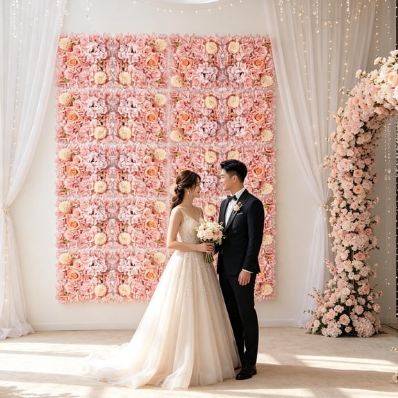 Artificial Hedge Fence Privacy Screen Expandable Faux Leaf Wall Panel with Yellow Flowers for Wedding Backdrop Balcony Garden Decoration