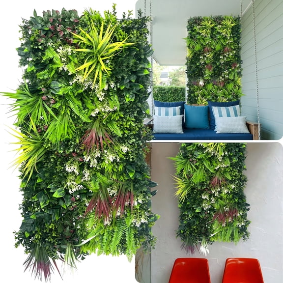 Artificial Hedge Grass Wall Panel: 40" x 20" UV-Anti Faux Boxwood Ivy Greenery Backdrop, Fake Green Plant Fence for Indoor & Outdoor Privacy Screen and Home Decor
