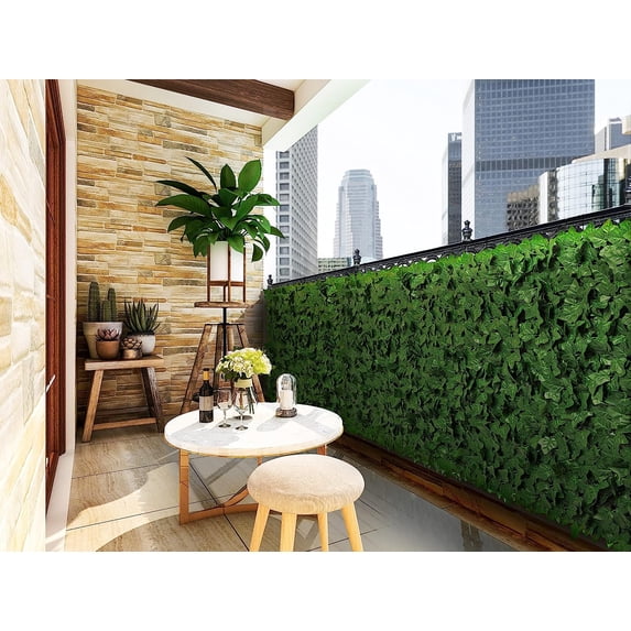 Artificial Hedges Faux Ivy Leaves Fence Privacy Screen Panels Decorative Trellis - 59" x 138"
