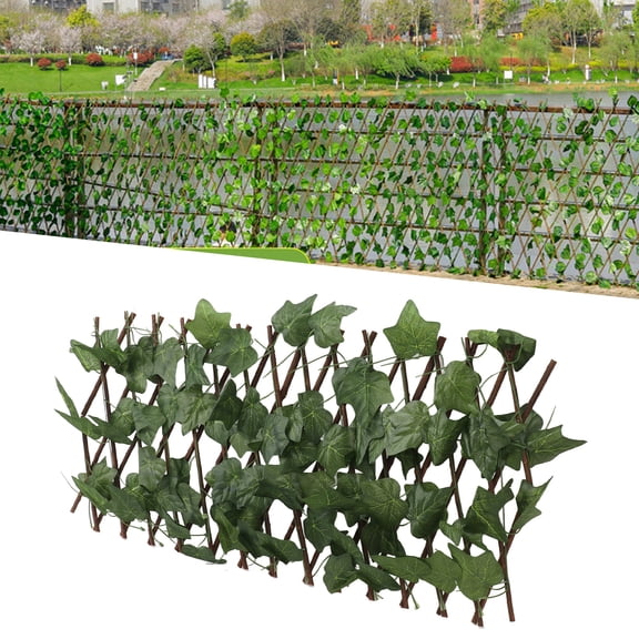 Artificial Hedges Fence Simulation Expandable Sun Protection Waterproof Artificial Topiary Hedge Plant for Garden Virginia Creeper Leaves