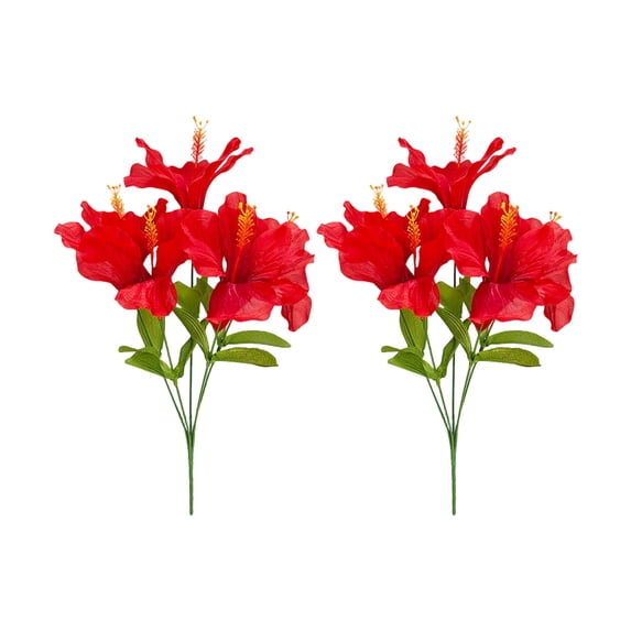 Artificial Hibiscus Silk Flowers, 2 Pack Fake Tropical Floral Stems, Vase Table Arrangement, Boho Wedding Centerpiece Living Room Home Decor, 14.96 × 7.87 in