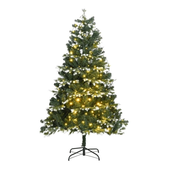 Artificial Hinged Christmas Tree 150 LEDs & Flocked Snow 59.1"