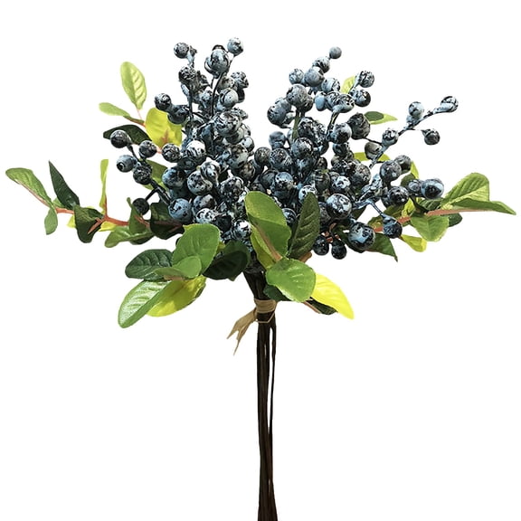 Artificial Holly Blue Berry Branches Set of 6 Lifelike Plastic Berries for Diy Crafts Wreaths Wedding Bouquets Centerpieces Photo Props Home Kitchen Shop Stage Holiday Decor