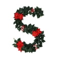 thumbnail image 1 of Artificial Holly Garland, Green Foliage Holiday Decoration for Dining Table & Window, 1 of 5