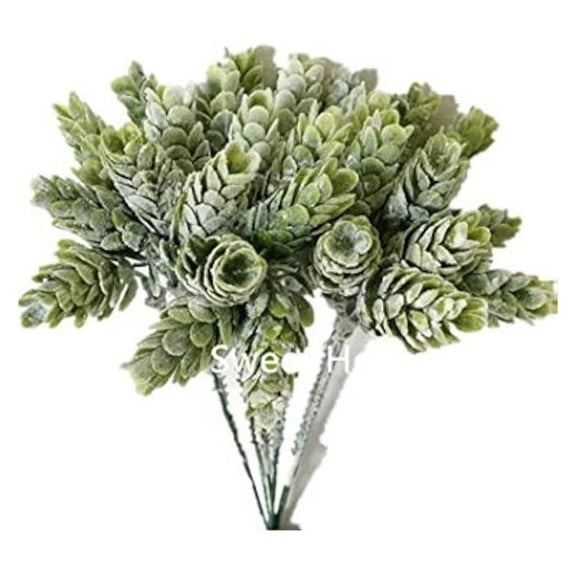 Artificial Hops Picks - 7'' Flocked Greenery for Floral Arrangements (12 Picks Total, 2 Bunches) - Wedding Bouquet & Centerpiece Decor
