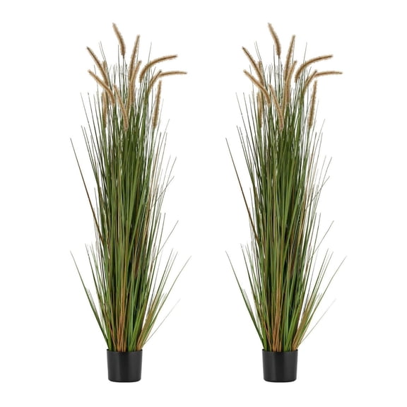 Artificial Horsetail Grass Plant 2 Pack, 59 inch Faux Reed Grass in Pot