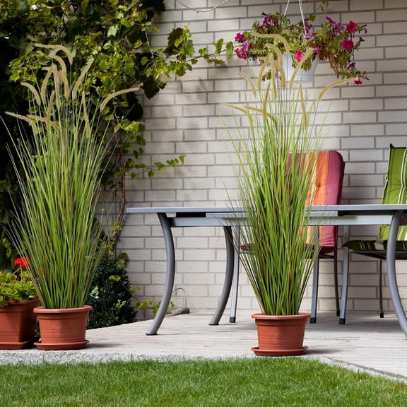 Artificial Horsetail Reed Grass, 2-Pack Tall Artificial Indoor Outdoor Fake Grass Plant, Home Office Decorative Artificial Plants in Pot Faux Plant Greenery, Wedding Decor