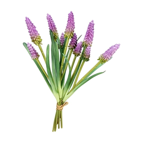 Artificial Hyacinth Flowers Bunch, Realistic Purple Faux Bouquet For Home Decor, Table Centerpiece Or Vase Filler, 32cm Tall