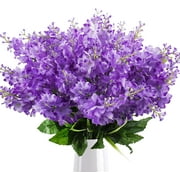 Artificial Hyacinth Flowers, Faux Fake Silk Wisteria Flowers for Home Garden Outdoor Cemetery Grave Fences Spring Summer Decor Floral Arrangements, Purple