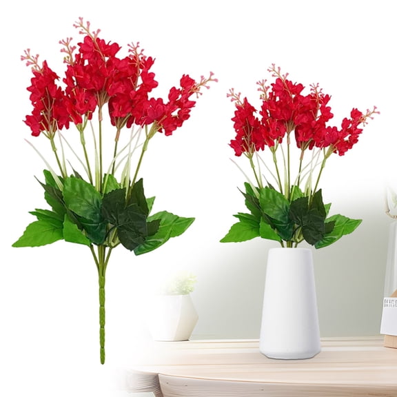 Artificial Hyacinth & Wisteria Flower Spray – Wheat Ear Accents for Spring Tablescapes, Wedding Altars or Cafe Decor; Ultra-Realistic, Dust-Resistant, No Maintenance Required