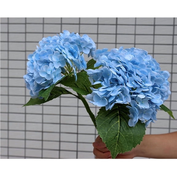 Artificial Hydrangea Bouquet Blue Silk Cloth Faux Flowers Realistic Bloom for Living Room Dining Table Centerpiece Decor