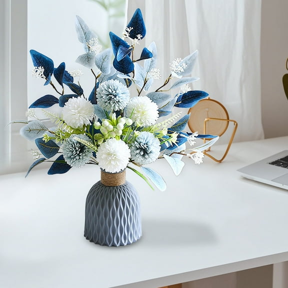 Artificial Hydrangea Bouquet in Vase | Multicolor Silk Plastic Flowers for Wedding Party Living Room Decor | 19-Inch Tall Centerpiece Arrangement