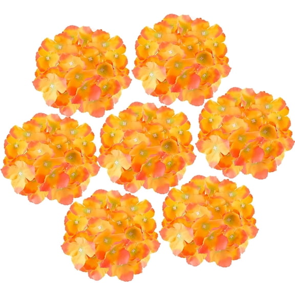Artificial Hydrangea Bulk Silk Flower Heads with Stems, Orange Fake Hydrangea Flower Fall Flowers for Wedding Centerpiece Fall Home Bathroom Decoration (, Orange)