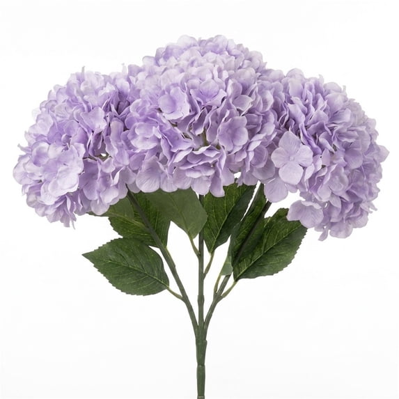 Artificial Hydrangea Bush 18.5 Inch, Faux Silk Outdoor Flowers for Porch Patio, UV Resistant Artificial Plants for Wedding Centerpiece, Purple