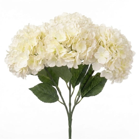 Artificial Hydrangea Bush 18.5 Inch, Faux Silk Outdoor Flowers for Porch Patio, UV Resistant Artificial Plants for Wedding Centerpiece, White