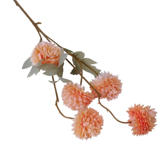 Artificial Hydrangea, Coral Orange 5 Head Dandelion Fake Flower, 1 Single Stem, Wedding Centerpieces Home Kitchen Party Table Floral Arrangement Decorations, Outdoor Indoor Decorative Faux Flower