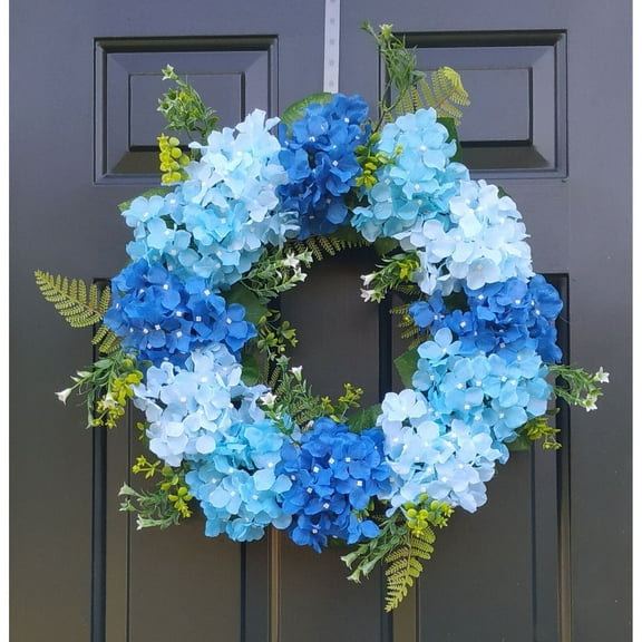 Artificial Hydrangea Door Wreath Spring Summer 20" Blue