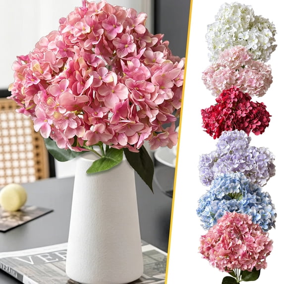 Artificial Hydrangea Flower Arrangement Set Faux Floral Bouquet For ...