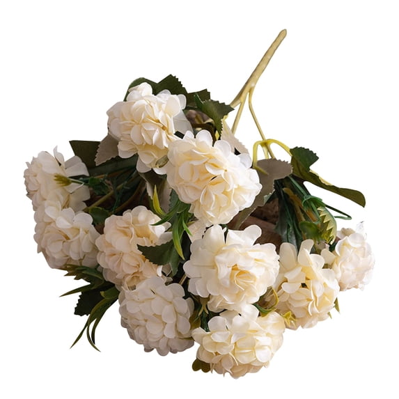 Artificial Hydrangea Flower Bouquet Silk Faux Peony Ball Mum Arrangement Plastic Stem Wedding Home Table Centerpiece Garden Floral Decoration