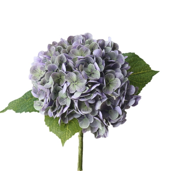 Artificial Hydrangea Flower Head Large 22cm Purple Green Faux Floral Stem For Wedding Home Decor 1 Count