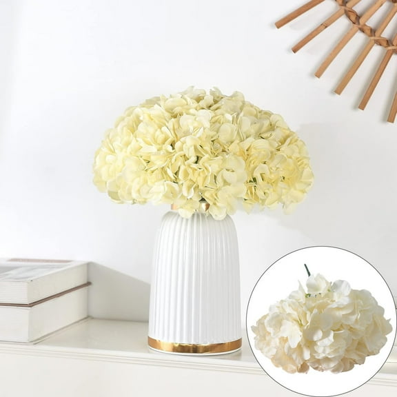 Artificial Hydrangea Flower Heads Beige with Stems for Wedding, Home Decor, and DIY Floral Arrangements