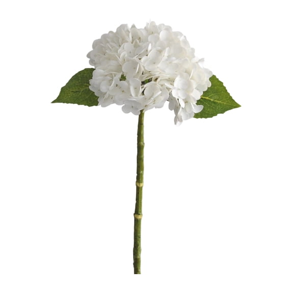 Artificial Hydrangea Flower, Single Stem 196 Petals Realistic Look Wedding Home Decor Floral Arrangement Faux Botanical Silk Bloom Desktop Vase Ornament Petals White