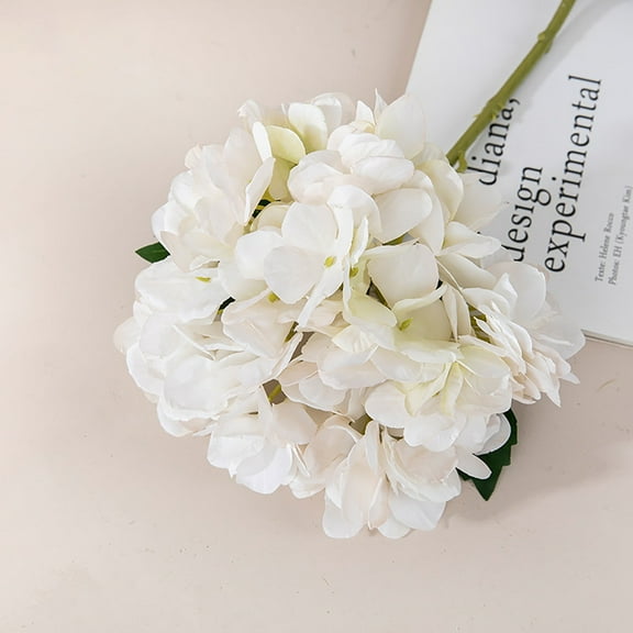 Artificial Hydrangea Flower Stem Single Branch Faux Dried Hydrangeas Milky, Synthetic Hydrangea Arrangement for Home Wedding and Event Decor